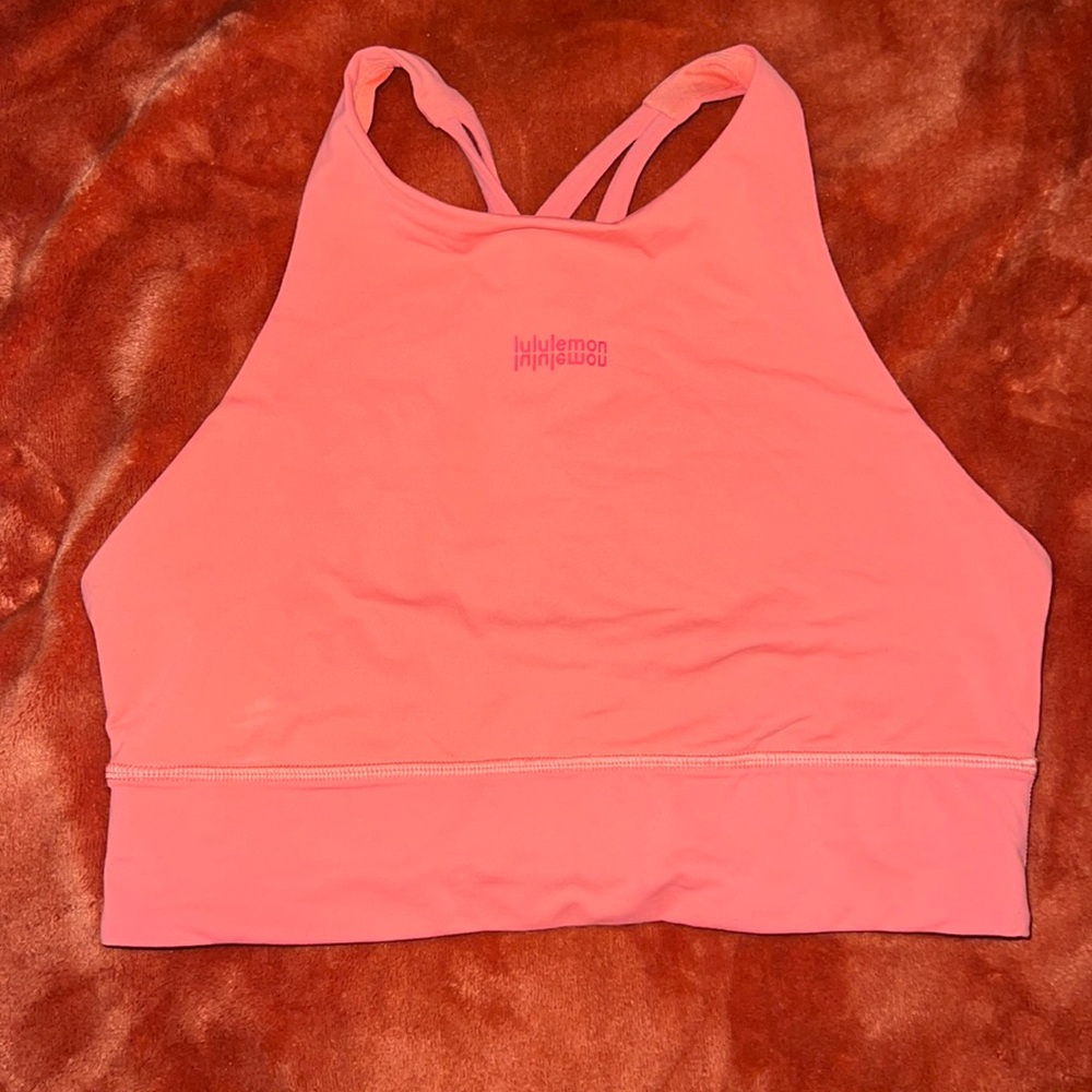 Lululemon high neck bright pink sports bra size 8